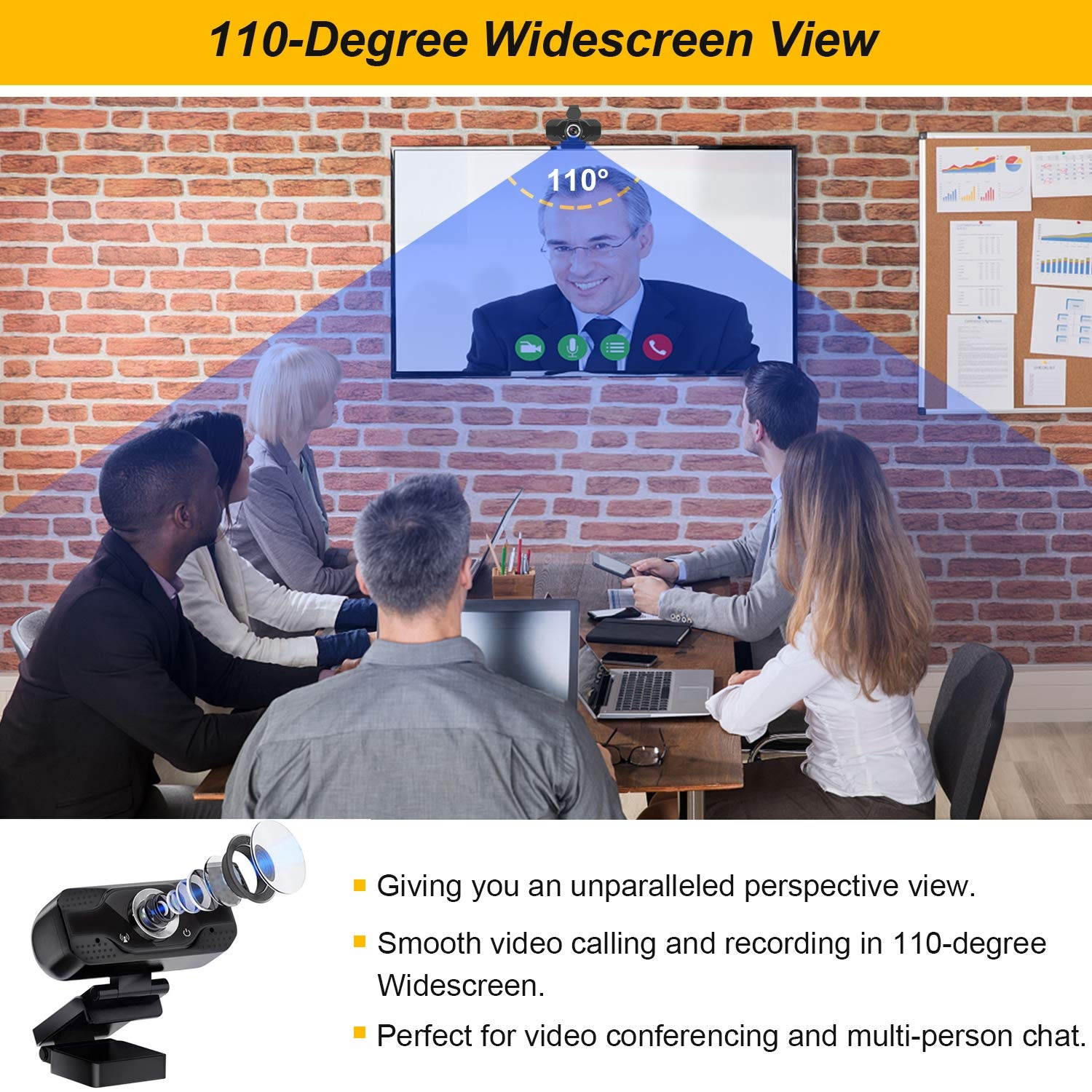 Webcam with Microphone for Desktop, Full HD 1080P Web Camera with Privacy Cover and Tripod, Plug and Play USB Computer Web Cam for Video Calling Gaming Recording Conferencing