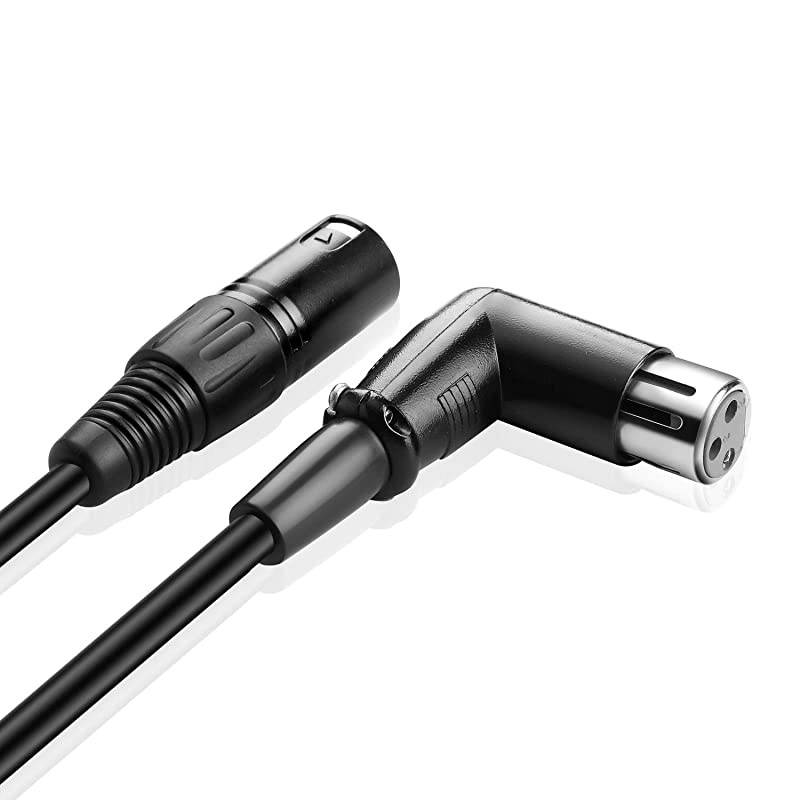 Premium Male to Female Right Angle XLR Cable Balanced 3 Pin Microphone Audio Wire Cord Interconnect Connector Plug Adapter Converter for Professional Recording Camcorders Cameras (30 Feet)