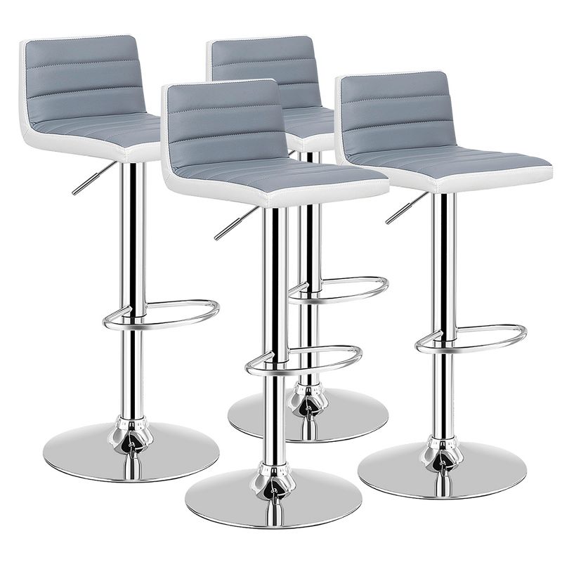 Costway Set of 4 Bar Stools Adjustable Barstool PU Leather Swivel Pub Chairs Armless New
