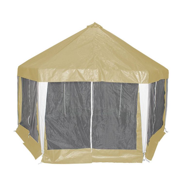 13' x 13' Hexagon Canopy with Cover Tan/White - King Canopy