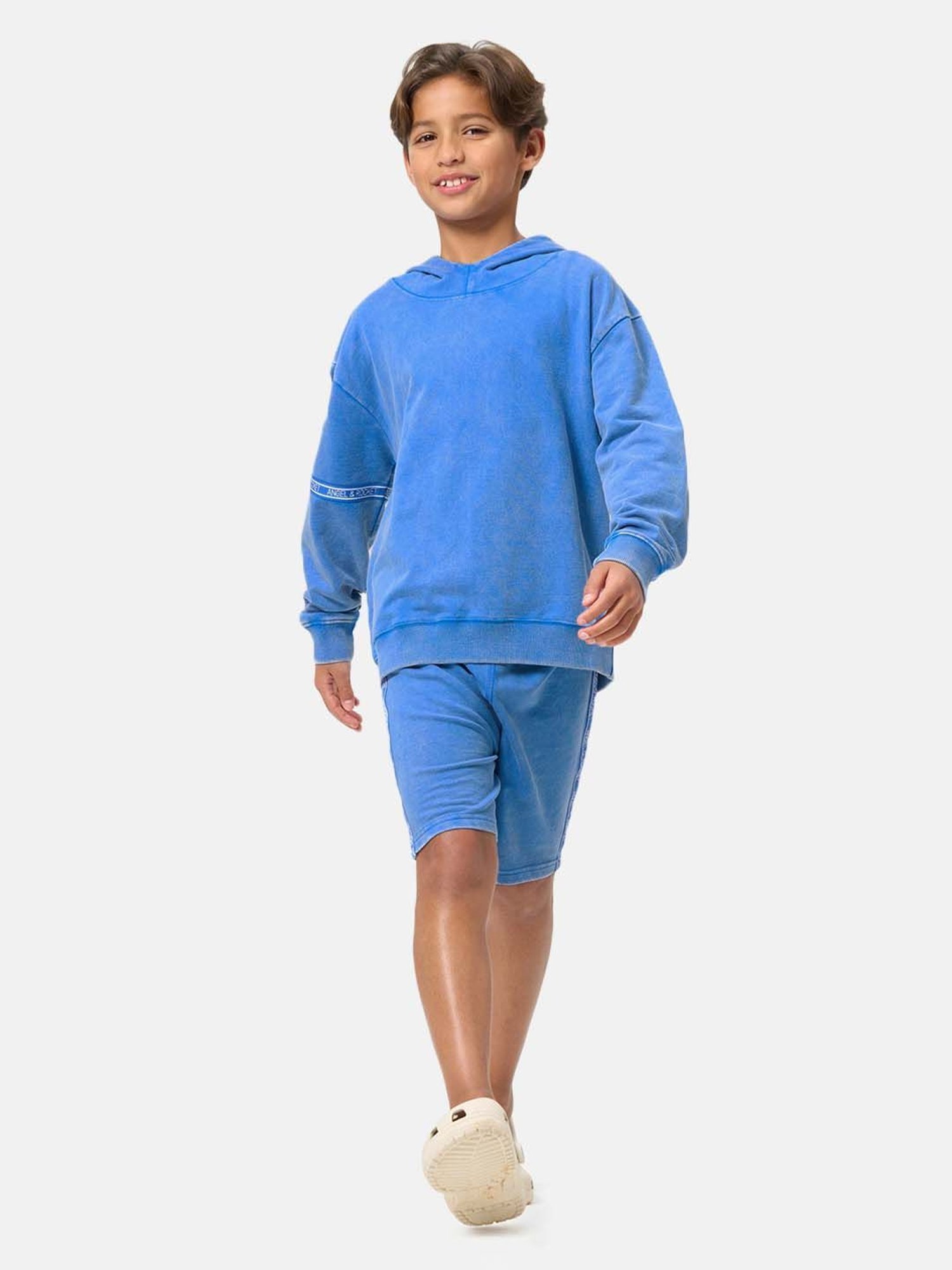 Angel & Rocket Kids Blue Solid Full Sleeves Hoodie