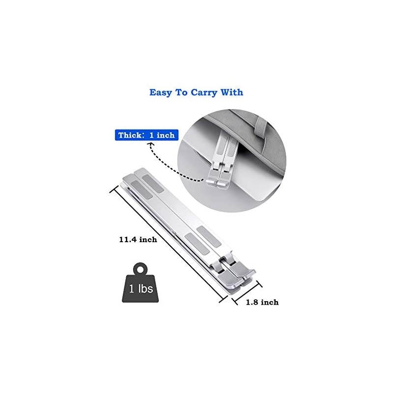 Ergonomic Laptop Stand for Desk Sturdy Aluminium Laptop Riser with 6+9 Adjustable Levels Portable Foldable Laptop Holder Compatible with All Notebooks iPads Tablets up to 173