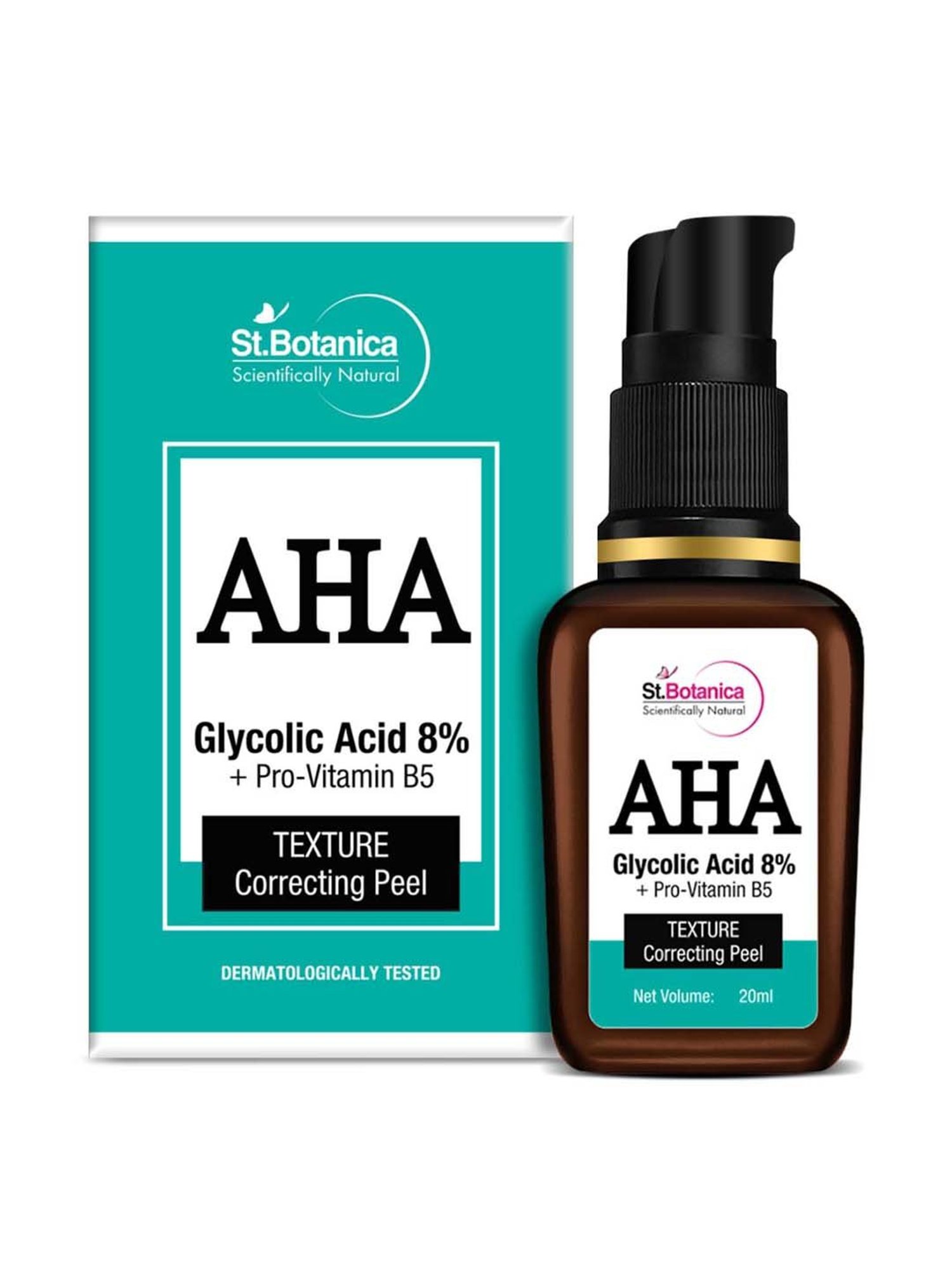 St.Botanica 8% AHA Glycolic Acid & Pro Vitamin B5 Texture Correcting Skin Peel - 20 ml