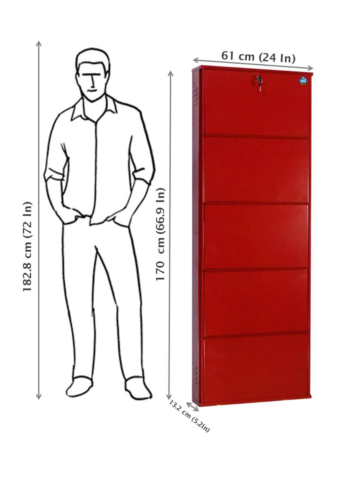 Delite Kom Metal Shoe Rack - 24" 10 Shelf, Double Decker, Ivory, PowderCoat, Wall Mount, DIY