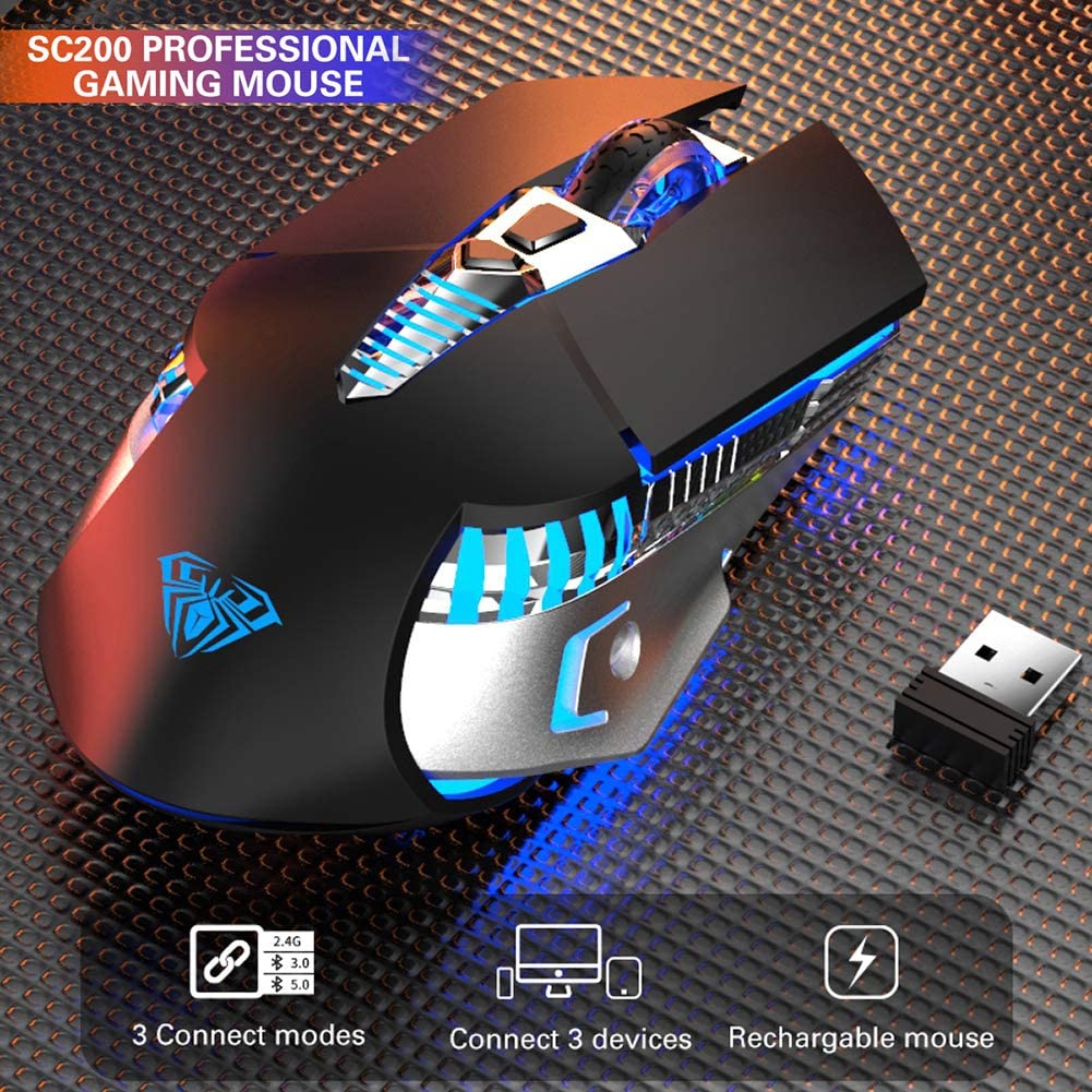 AULA RGB Gaming Mouse with Side Buttons Macro Programming 10000 DPI Adjustable 14 Key Wired USB Backlit Mouse for Desktop Laptop - H510 White