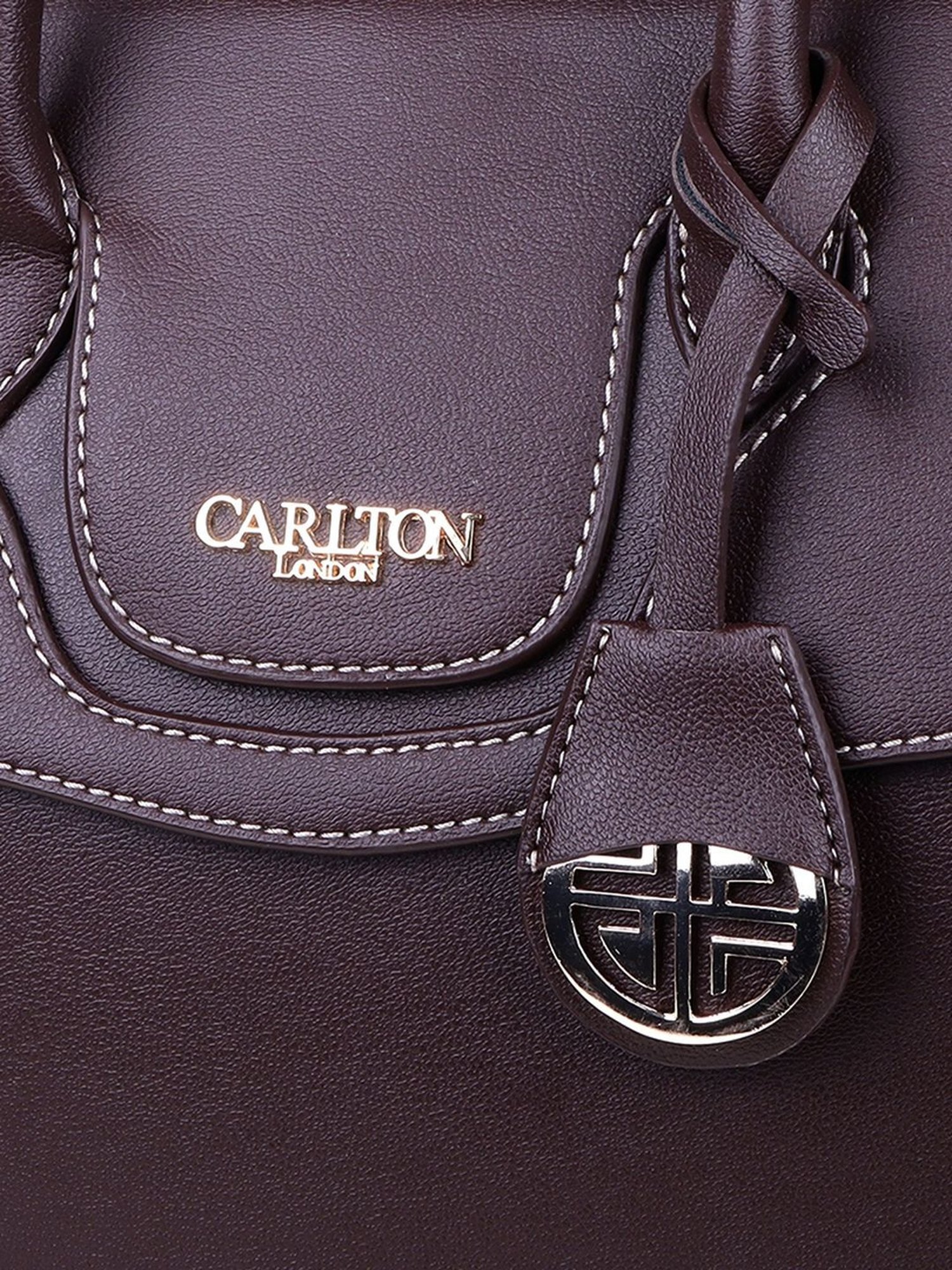 Carlton London Brown Solid Large Handbag