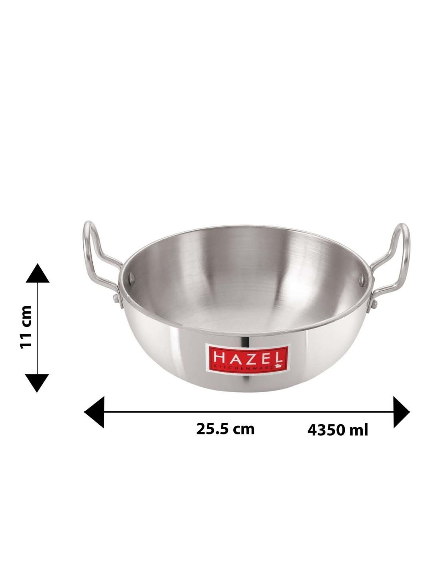 ALLO Silver Stainless Steel Induction Friendly Triply Kadhai (3 L)