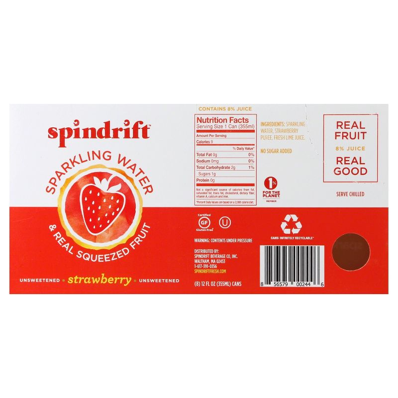 Spindrift Strawberry Sparkling Water - 8pk / 12 fl oz Cans