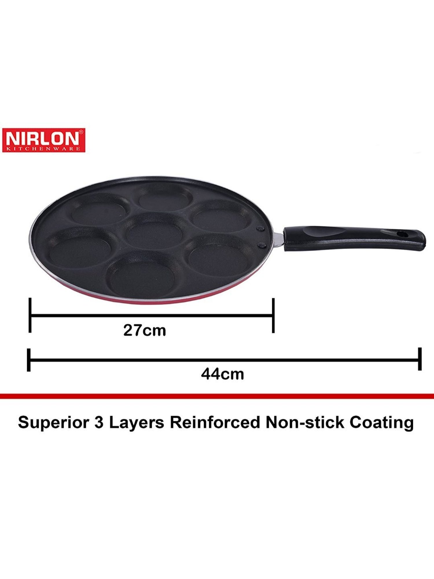 Nirlon Red Aluminium Non-Stick Frying Pan Sauce Pan and Uttapam Tawa Set of 3
