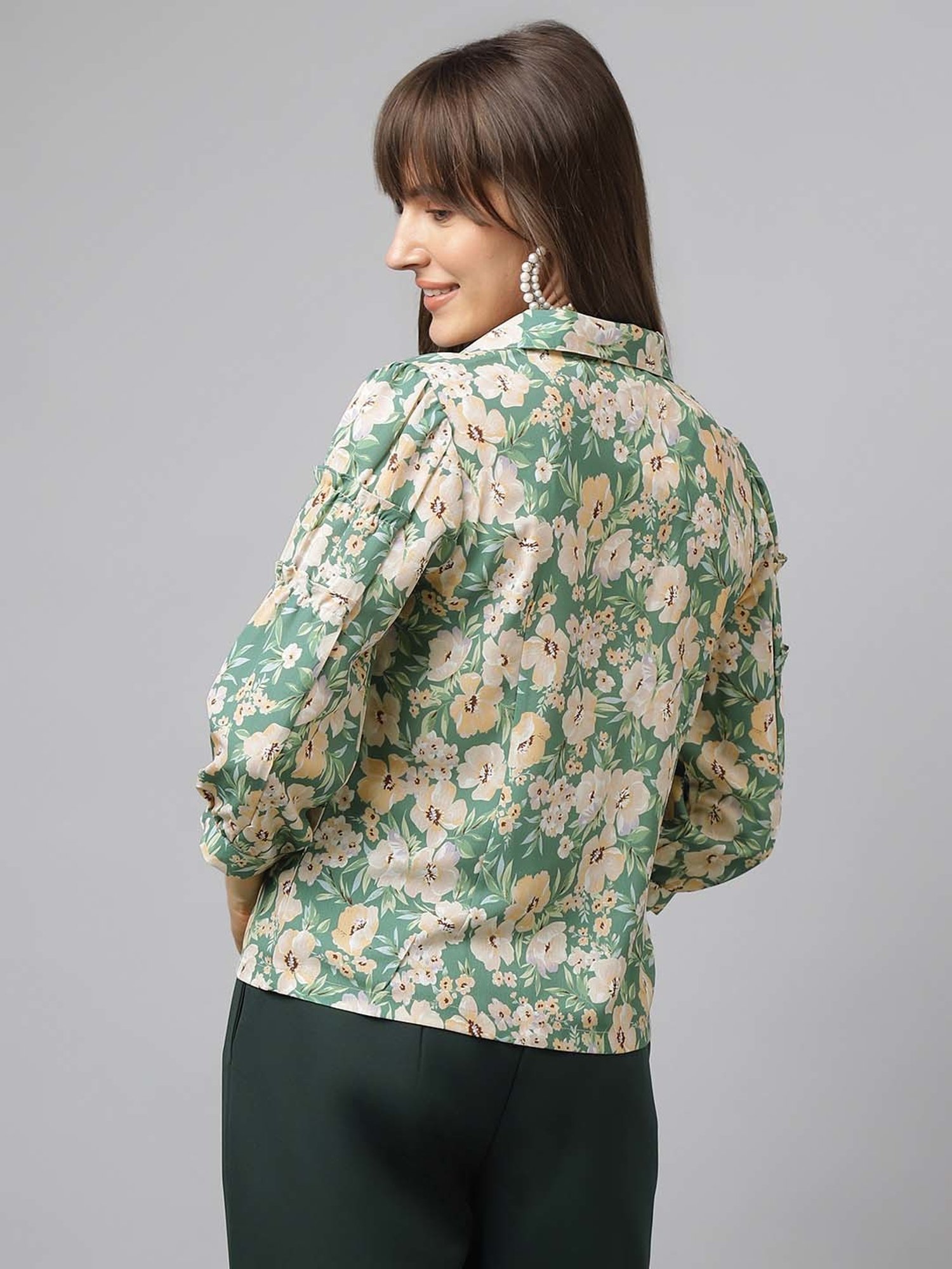 Latin Quarters Green Printed Shirt