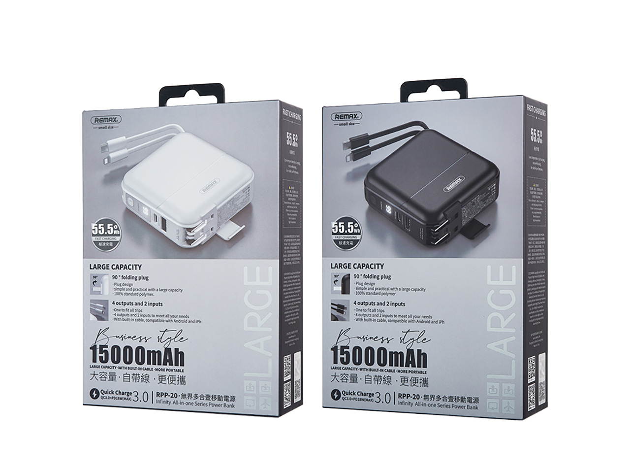 Power Bank Charger 15000 mAh 2 in 1 Portable Charger with Dual USB Ports,Foldable US Plug ,Type C Quick Charger Compatible with Macbook Air ,iPhone 12, iPhone 11, iPhone Xs Max, iPad Air/Pro and more