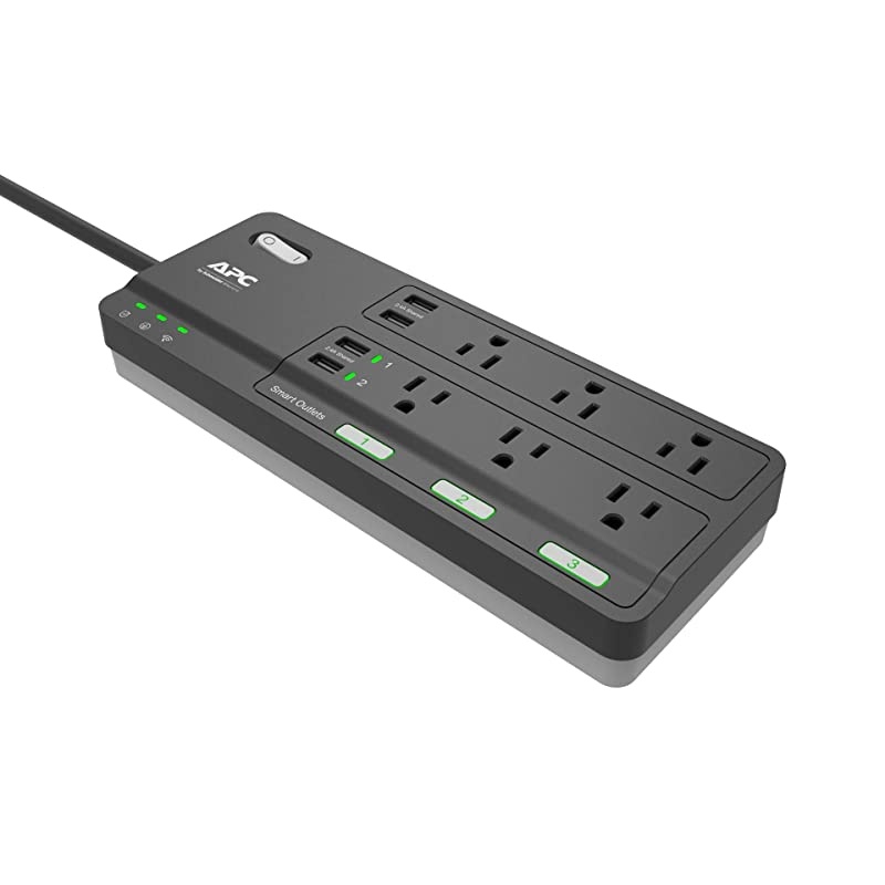 Smart Plug Wi-Fi Power Strip with USB Ports, PH6U4X32, 3 Smart Plugs that Work with Alexa, 6 Outlets Total, 2160 Joule Surge Protector Black