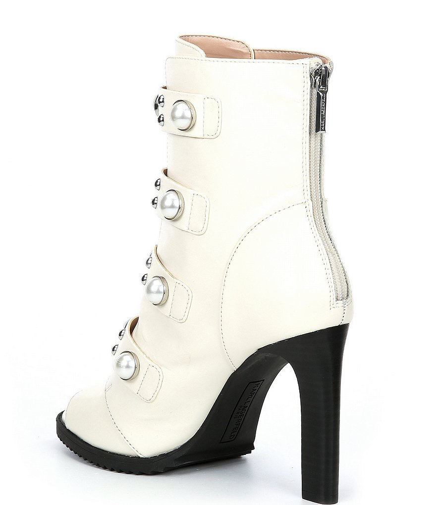 KARL LAGERFELD PARIS Brayden Leather Pearl Embellished Booties
