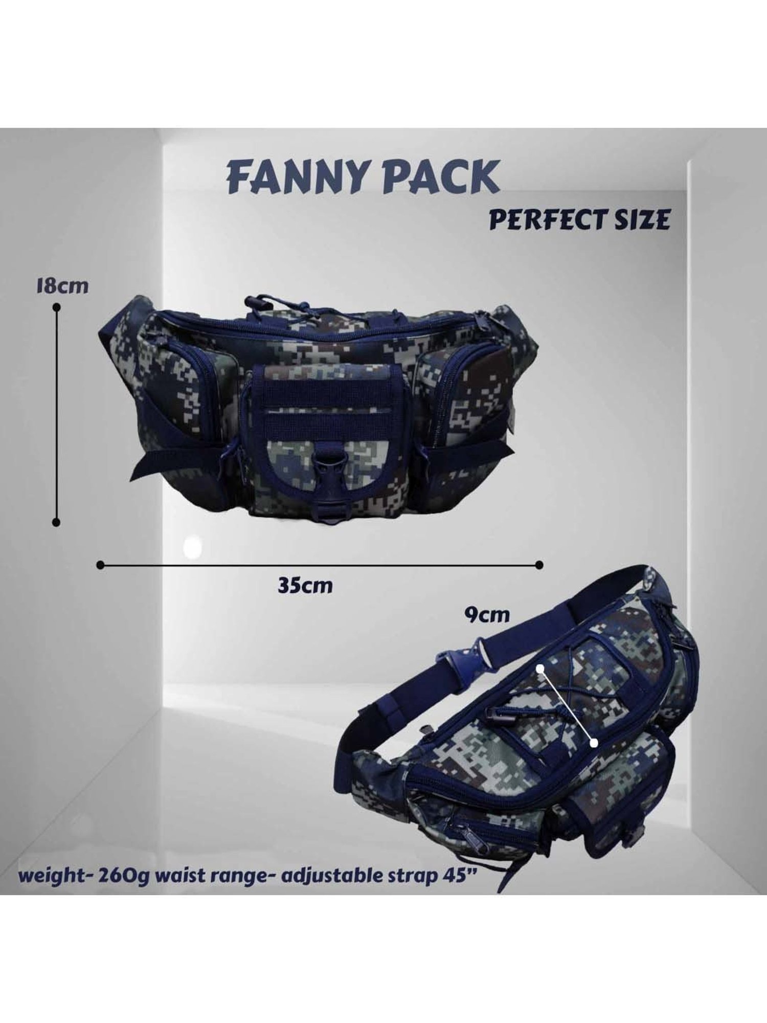 F Gear Blue Printed Waist Pouch
