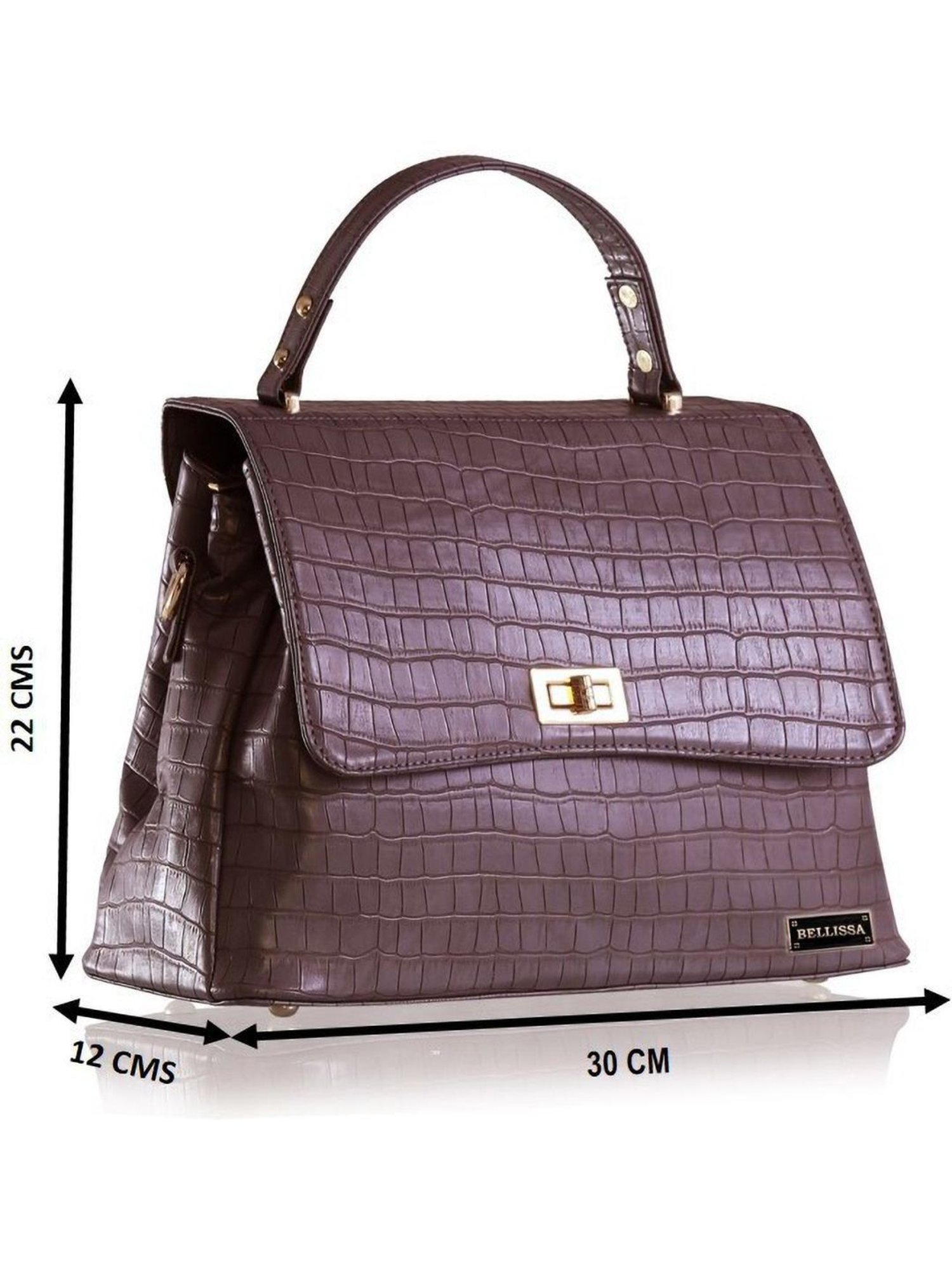 Bellissa Brown Textured Medium Premium Satchel Handbag