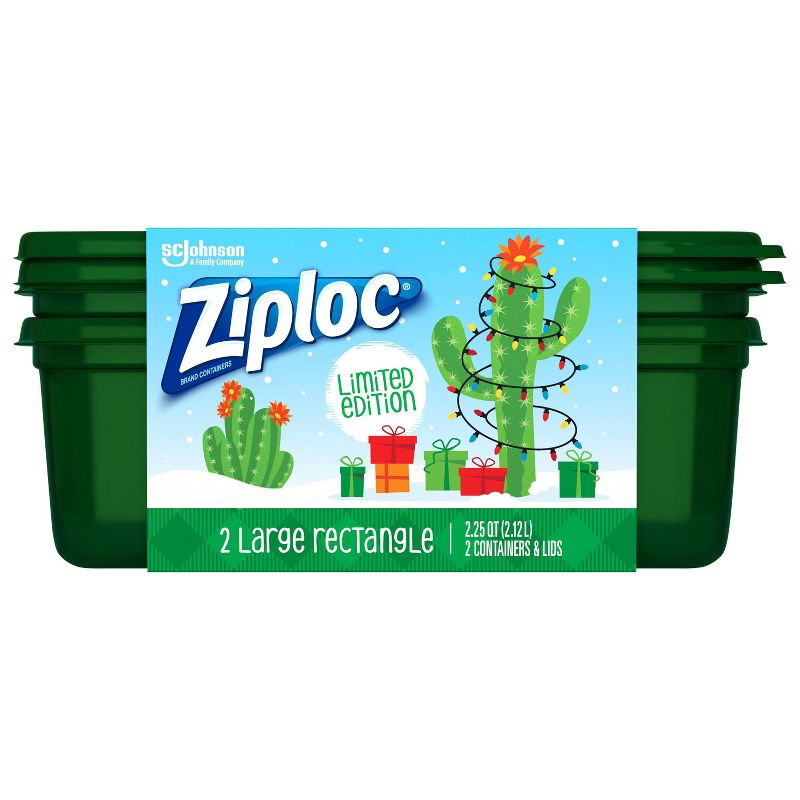 Ziploc Holiday Large Rectangle Storage Containers - Green - 2ct