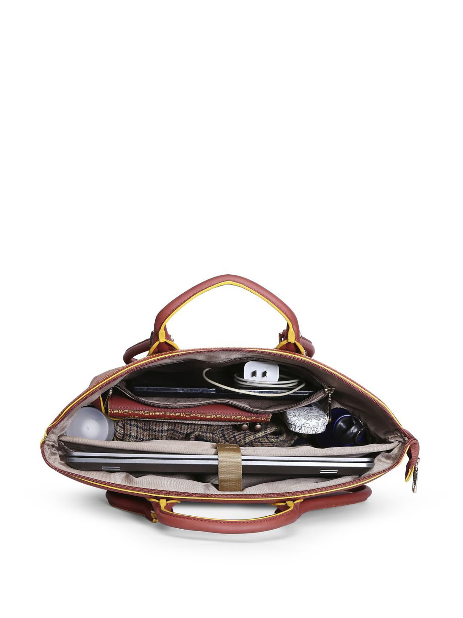 Eume Dragonfly Hot Sauce Red Leather Printed Tote Handbag