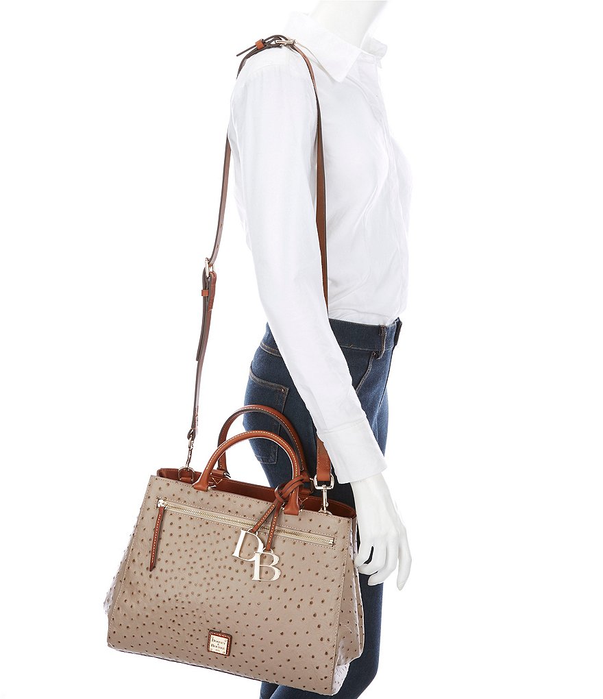 Dooney & Bourke Ostrich Collection Zip Satchel Bag