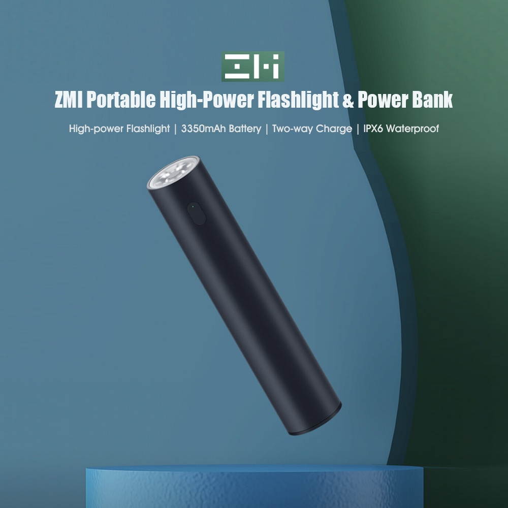 Xiaomi Youpin ZMI Portable High-Power Flashlight 3350mAh Power Bank LPB03 IPX6 Waterproof Emergency SOS Outdoor Light Aluminum Alloy Structure Two-way Charging