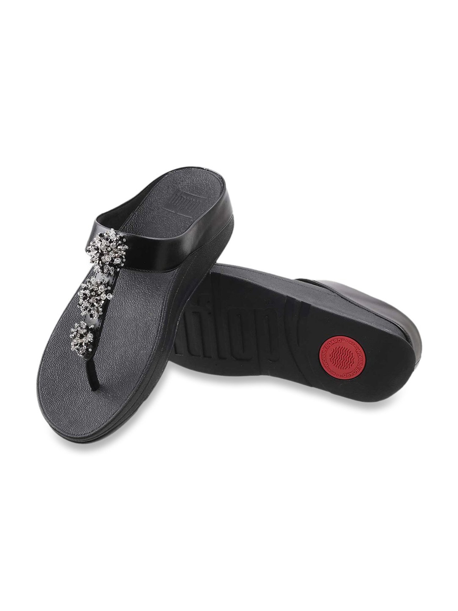 FitFlop Women's Black Thong Wedges