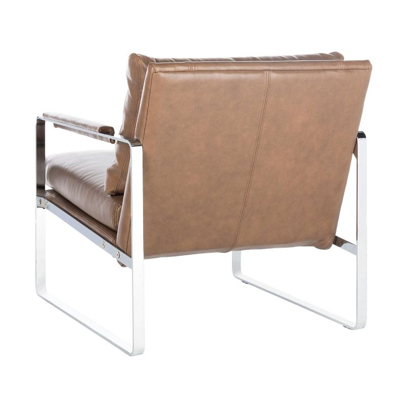 Esposito Metal Accent Chair Dark Brown/Silver - Safavieh