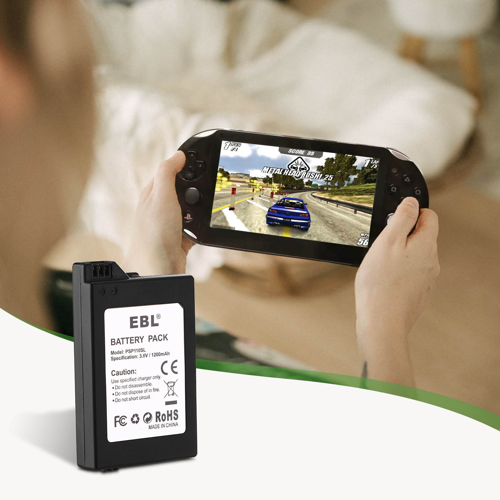 EBL 3.6V 1200mAh Lithium Ion Replacement Battery for Sony PSP 2000/3000 PSP-S110 Console