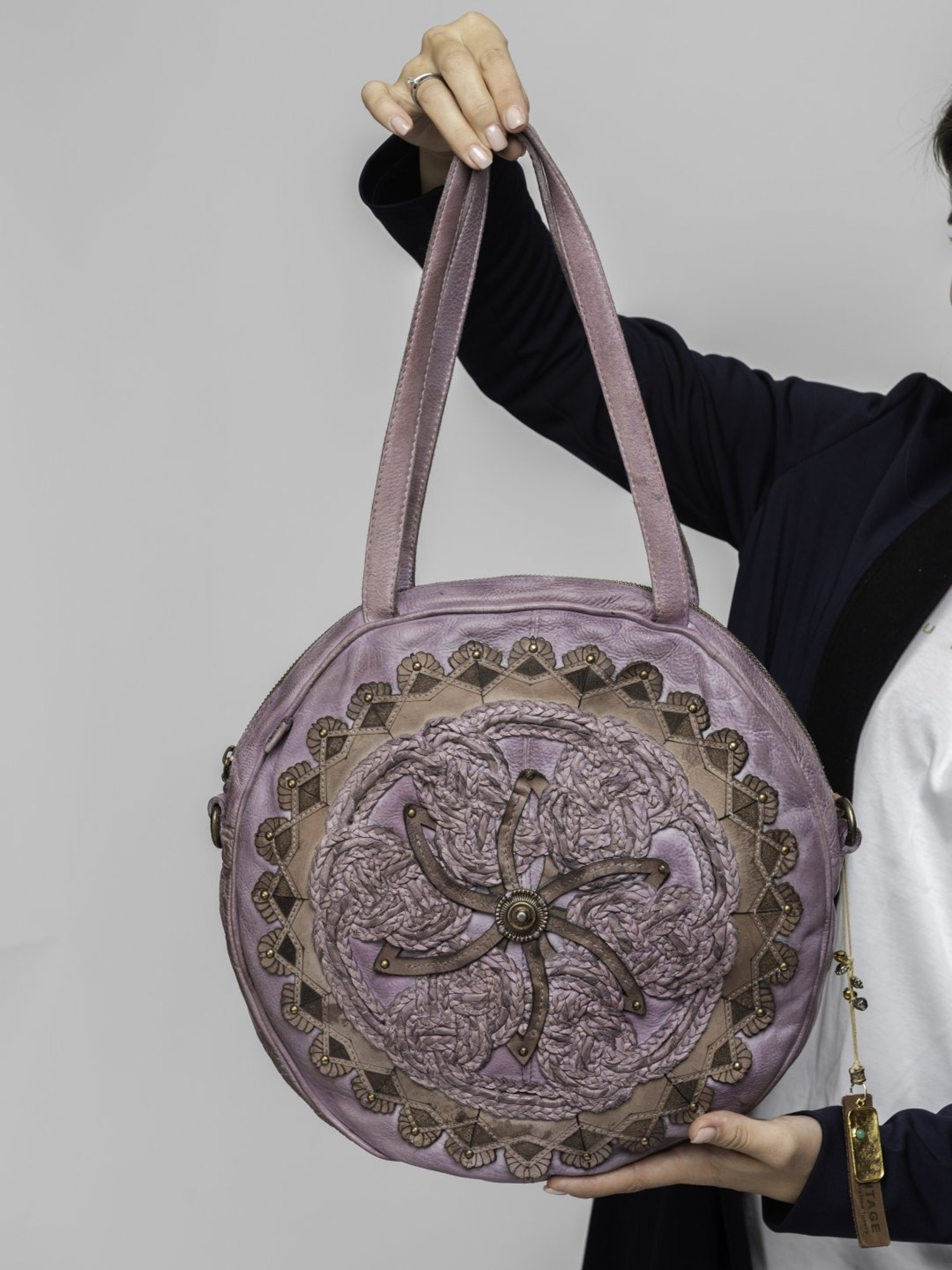 Art N Vintage Parma Quail Purple Leather Textured Medium Shoulder Handbag