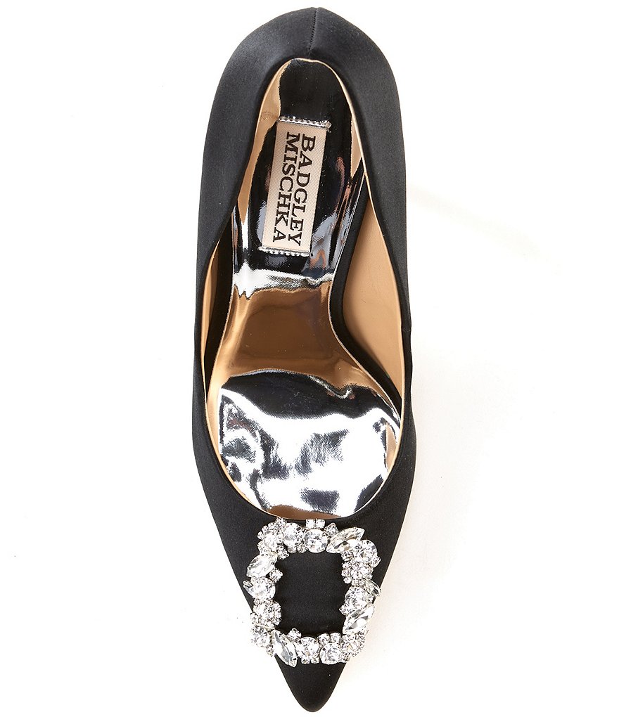 Badgley Mischka Cher Satin Brooch Embellished Stiletto Pumps