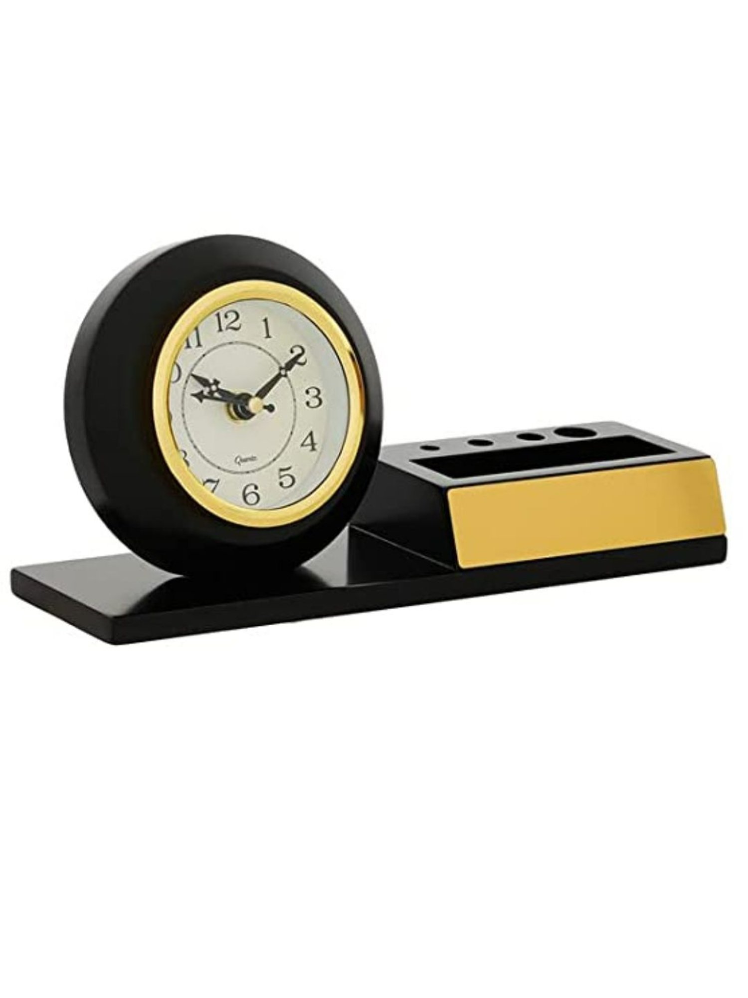 CHRONIKLE Black Wood Table or Desk Clock
