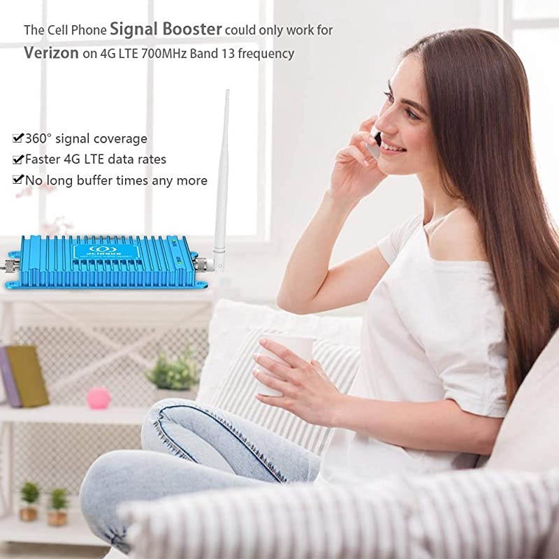 Cell Phone Signal Booster for Verizon 4G LTE 700MHz Band 13 FDD Mobile Signal Repeater Amplifier Antenna Kits Improves 4G LTE Data Rates and Supports Volte