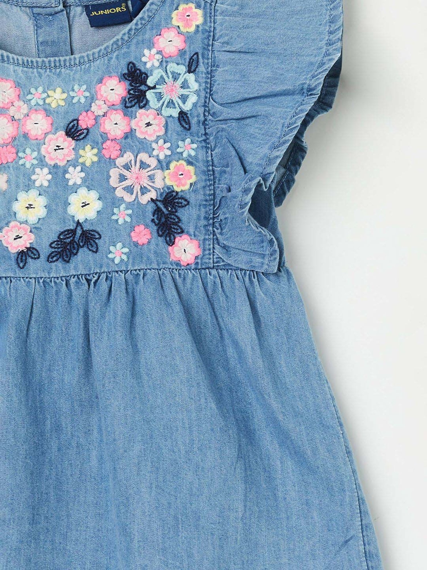 Juniors by Lifestyle Kids Mid Blue Cotton Casual Woven Top