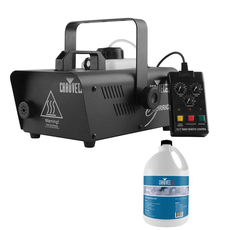 Chauvet DJ Hurricane 1200 1.0L Fog Machine w/ Wired Remote & 1 Gallon Fog Juice