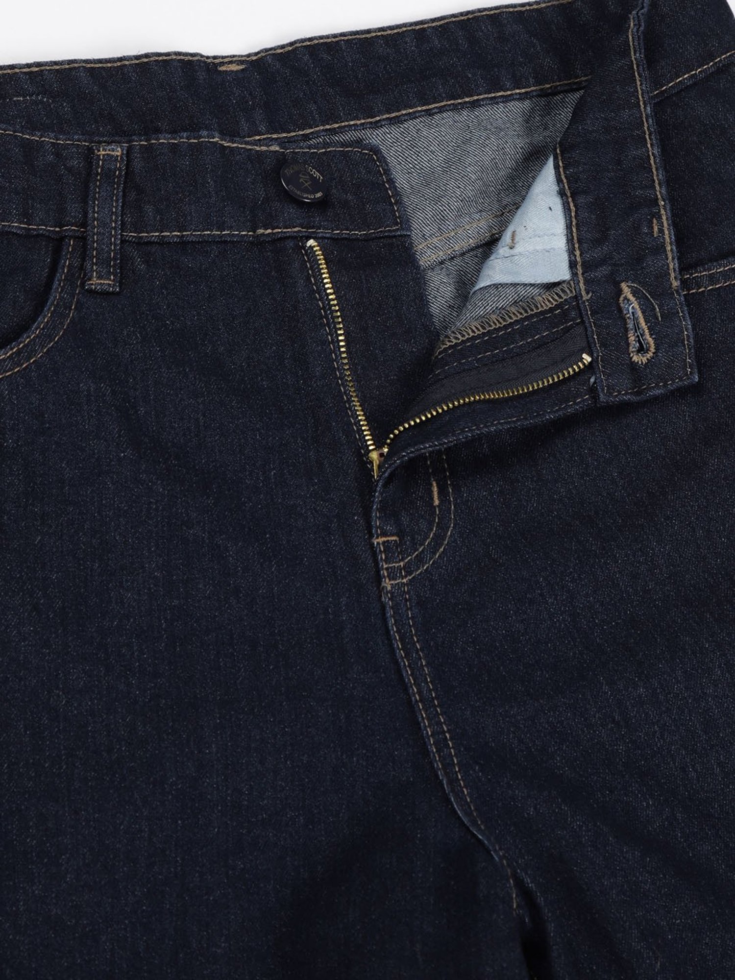 Thomas Scott Dark Blue Cotton Loose fit Solid Jeans