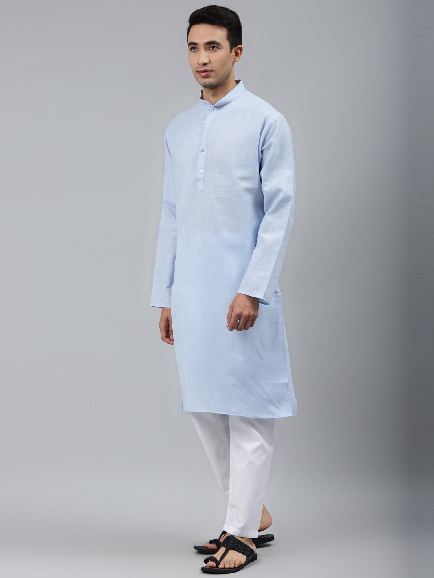 ManQ Sky Blue Regular Fit Ethnic Wear