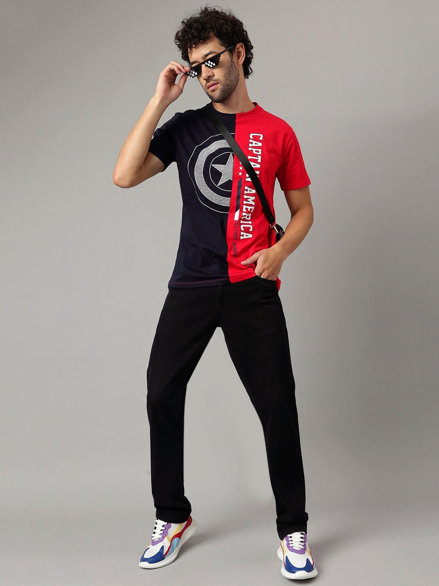 Free Authority Multicolor Regular Fit Avengers Printed Crew T-Shirt - Pack of 2