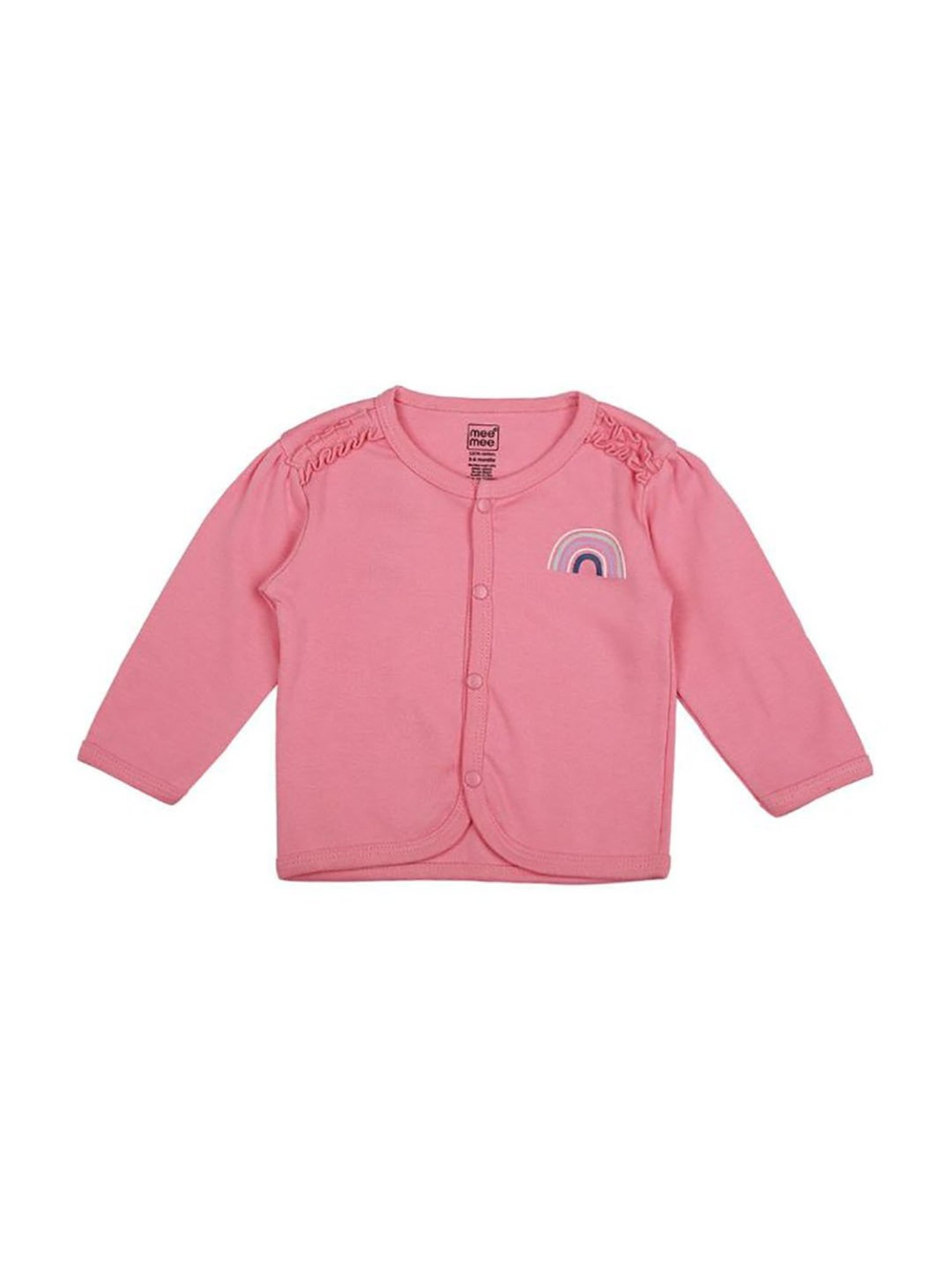 Mee Mee Kids White & Pink Printed Full Sleeves Jhablas (Pack Of 2)