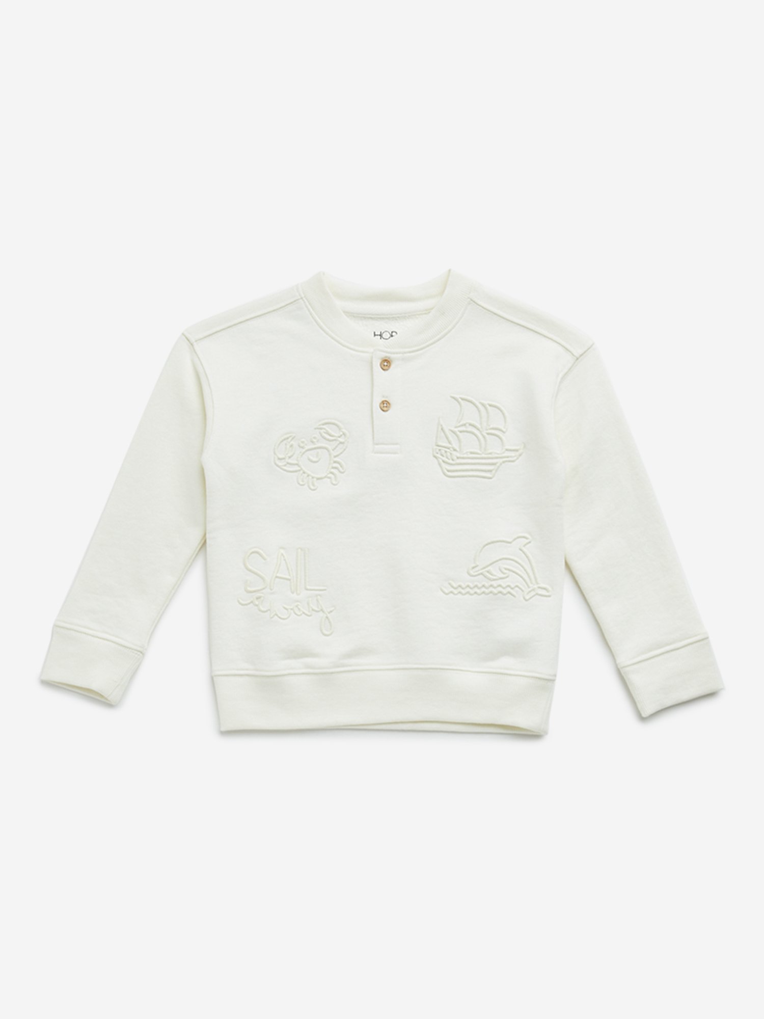 HOP Kids by Westside White Embossed Sweatshirt