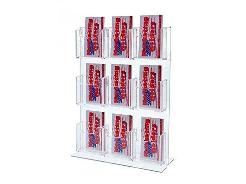 Marketing Holders Clear Acrylic Multi 9 Pocket Vertical Business Card Holder Display Stand with Sign Holder for Office, Retail, Desk, Counter