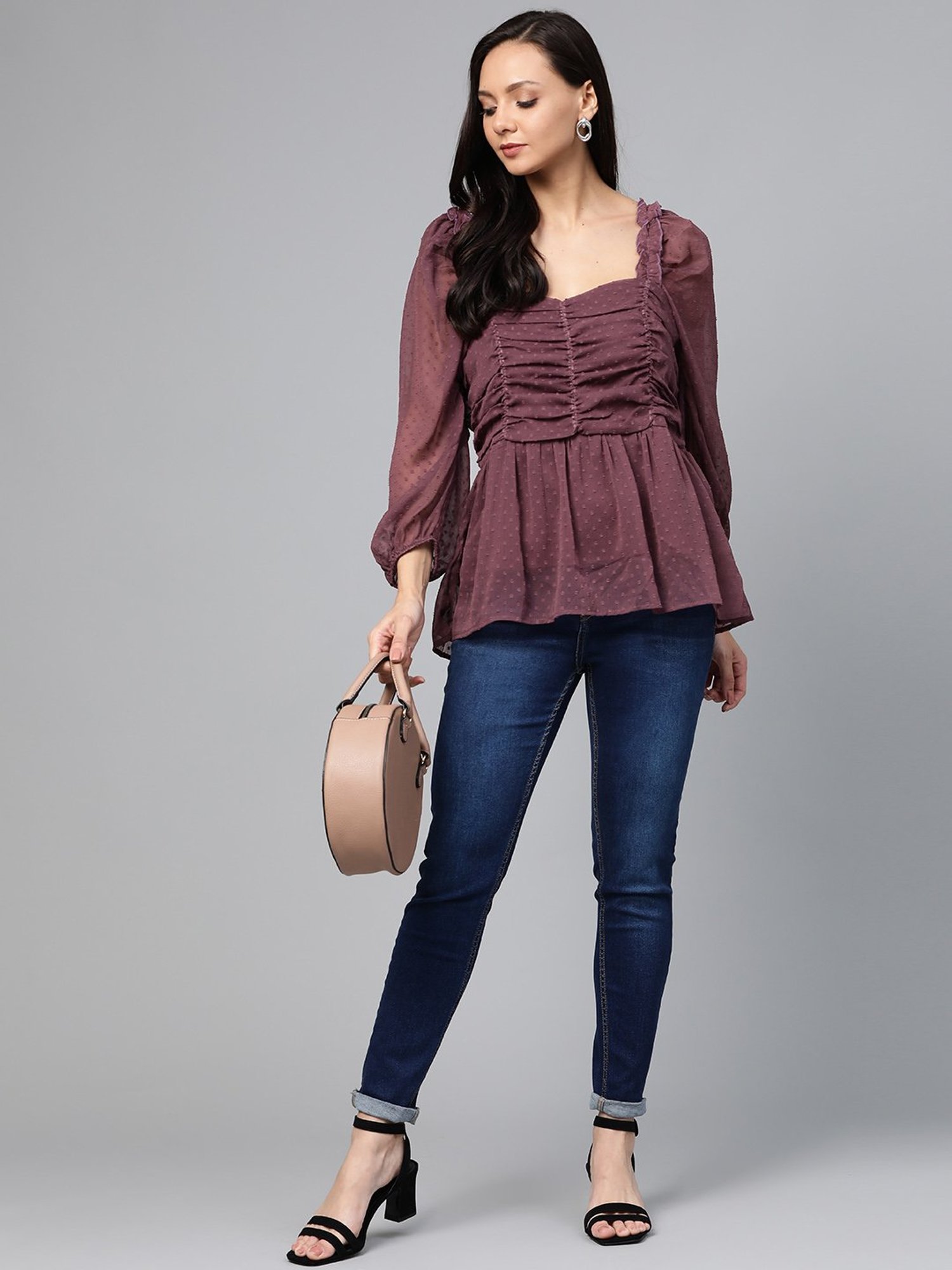 Melon by PlusS Purple Self Design Top