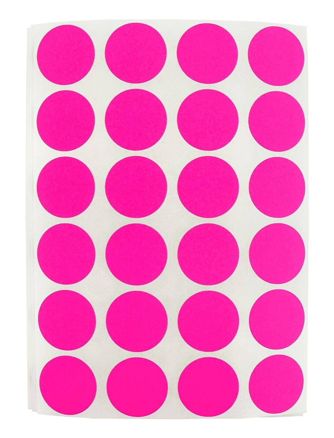 Color Coding Labels Super Bright Fluorescent Neon Round Circle Dots For Organizing Inventory 1 Inch 500 Total Adhesive Stickers (Fluorescent Pink)