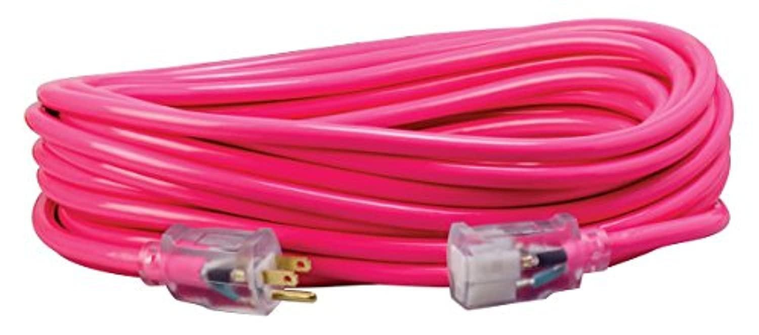 southwire 2578sw000a 50-foot 12/3 neon all purpose extension cord, made in the usa, water resistant vinyl jacket, heavy duty strain relief, extra durable plug, reinforced blades, b