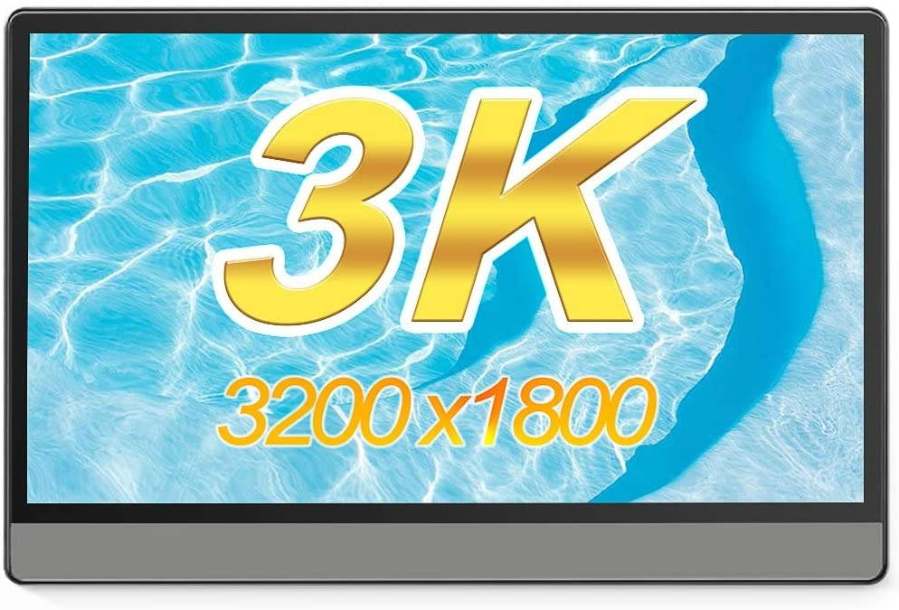 HONGO 3K Portable Monitor Ultra-Slim High Color Gamut Dual Display 13.3 Inch USB C Computer Display with Mini HDMI Type-C, Built-in Speaker for Laptop PC Phone PS4 Xbox Mac Included Smart Cover