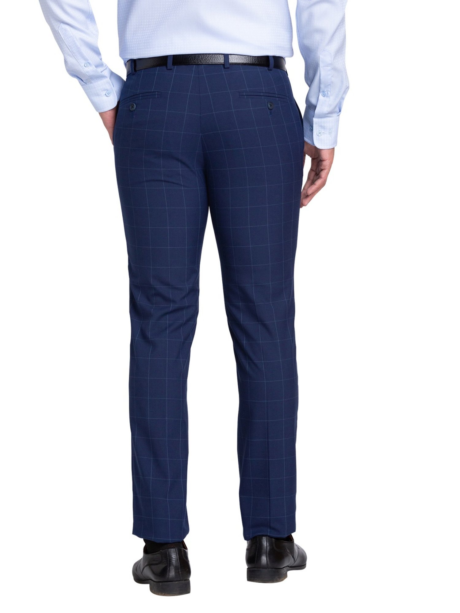 Park Avenue Blue Super Slim Fit Checks Trousers