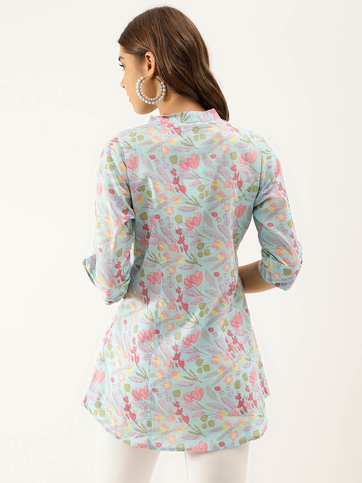 Divena Sky Blue Printed Top