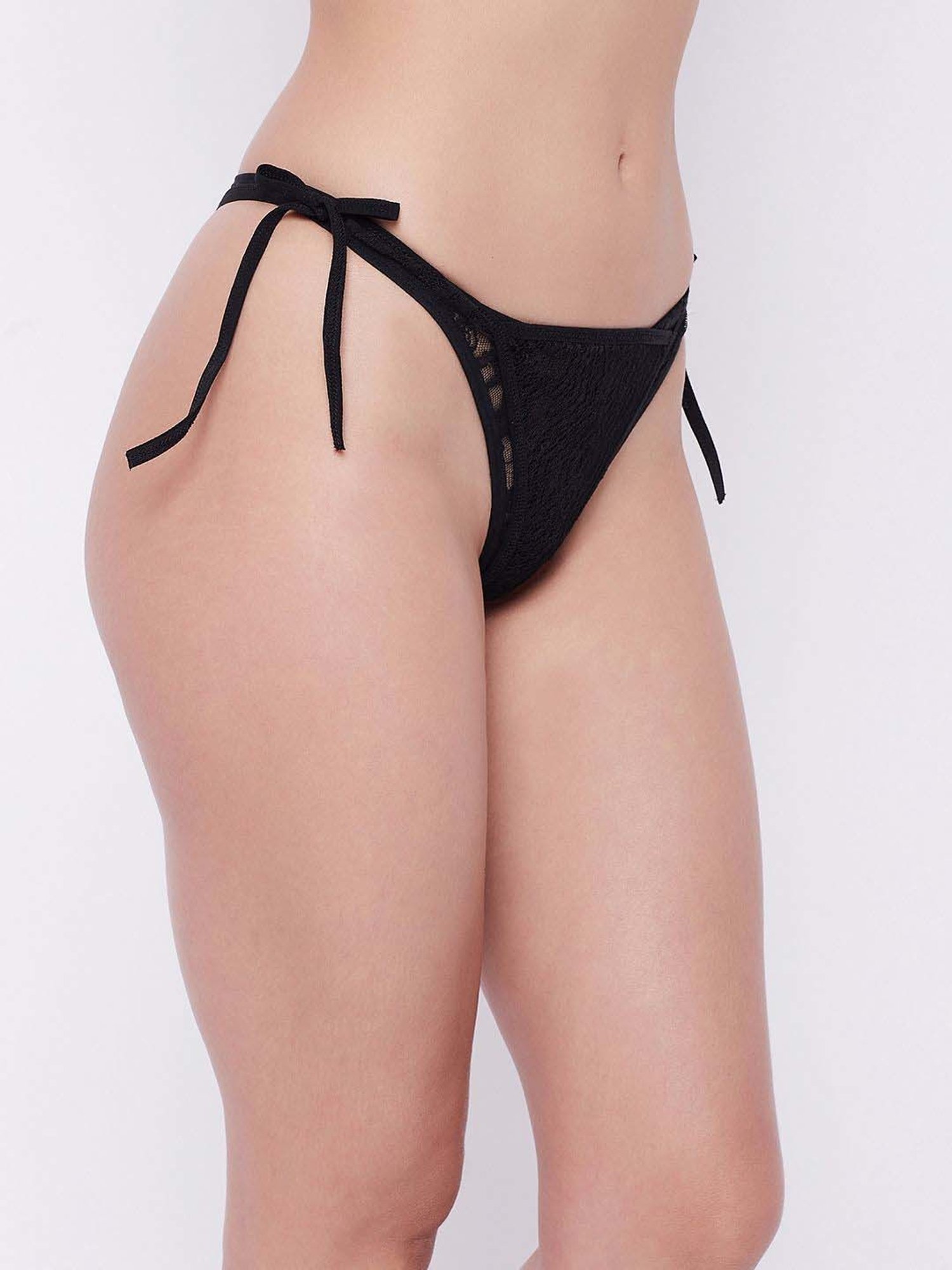 Secrets By ZeroKaata Black & Pink Lace Work Thong Panty - Pack Of 3