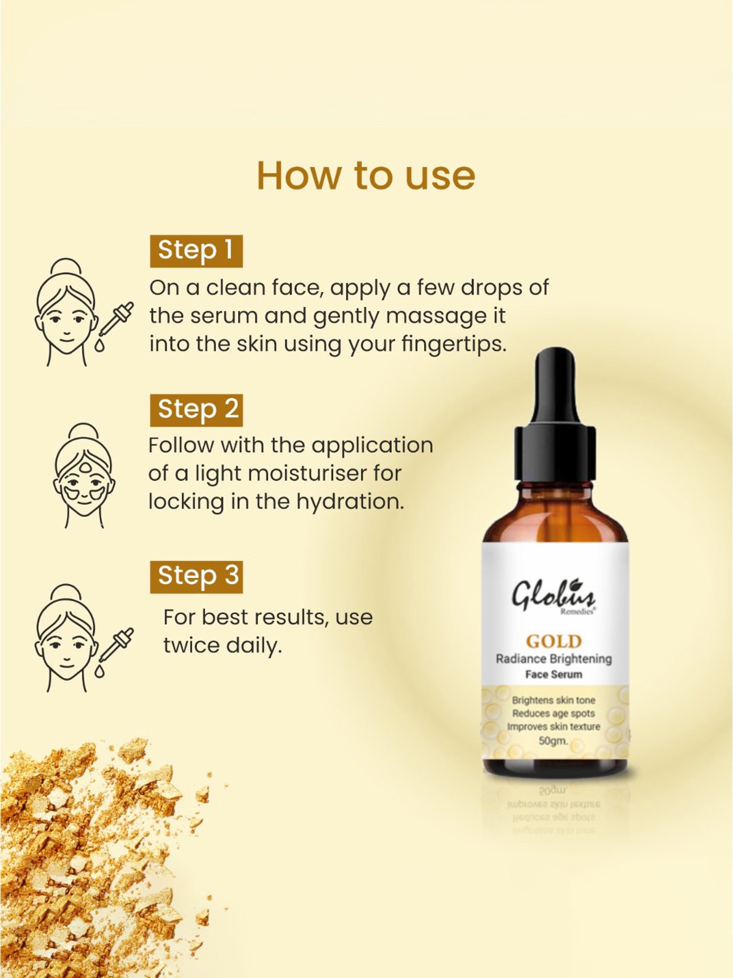 Globus Remedies Gold Radiance Brightening Face Serum - Pack of 2
