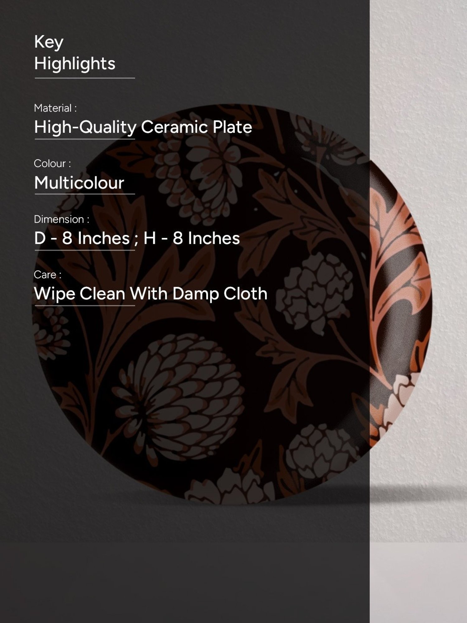 Nestroots Contemporary Print Multicolor Porcelain Wall Plate