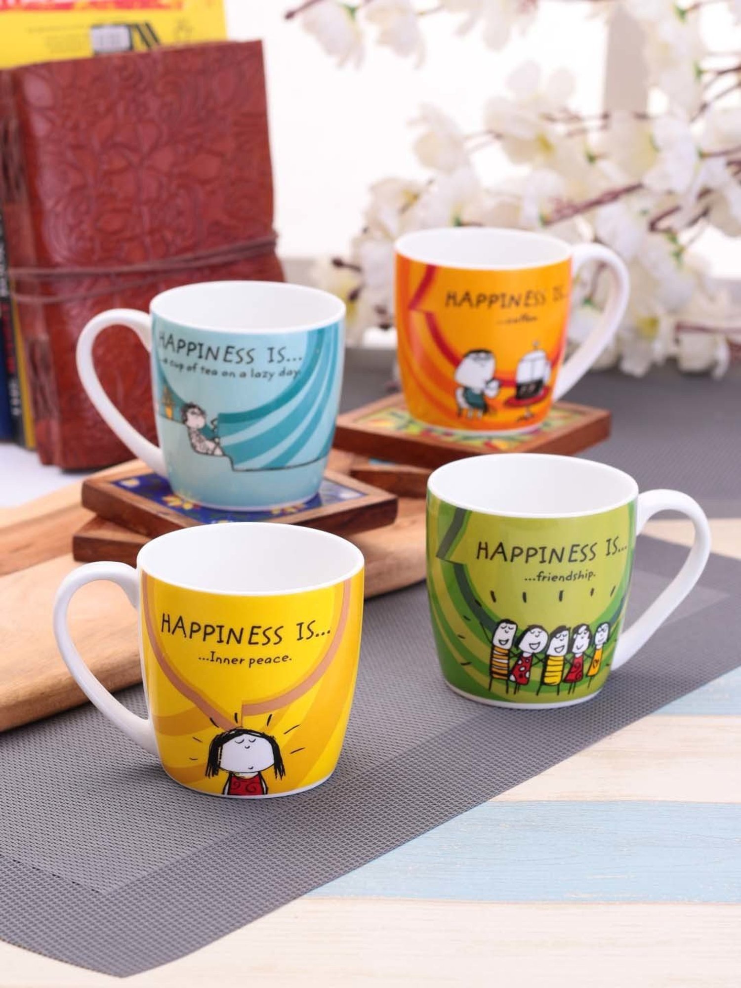 Clay Craft Multicolor Ceramic Coffee & Tea Mugs (170 ml) - Set of 4