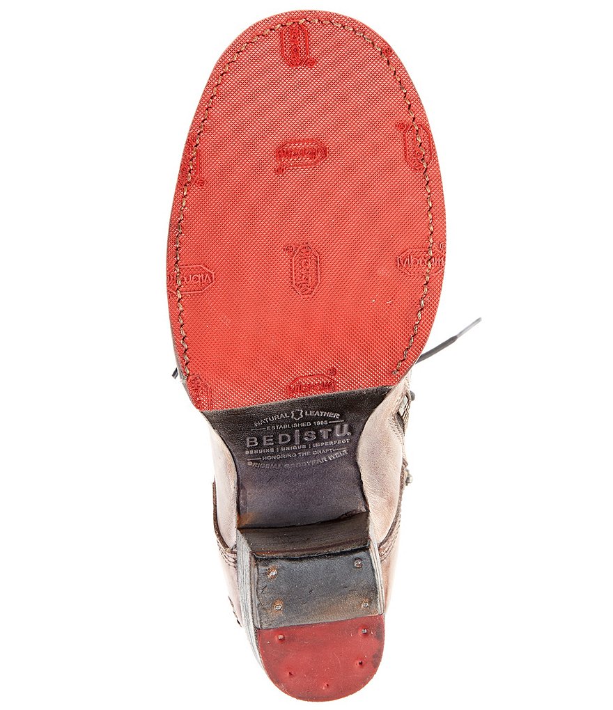 Bed Stu Judgement Leather Tie-Dye Block Heel Combat Boots