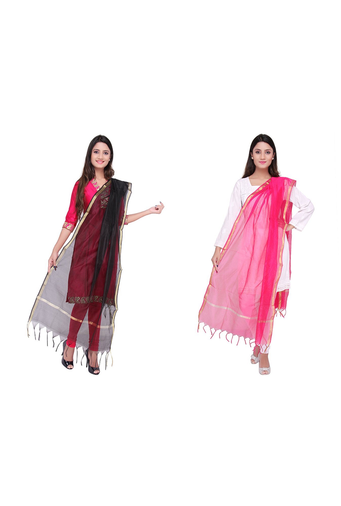 Dupatta Bazaar Multicolored Dupatta - Pack of 2